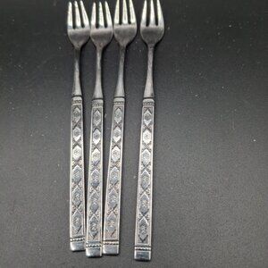 Oneida Lisbon Distinction Stainless Cocktail Forks Set Of 4 No Black Accent